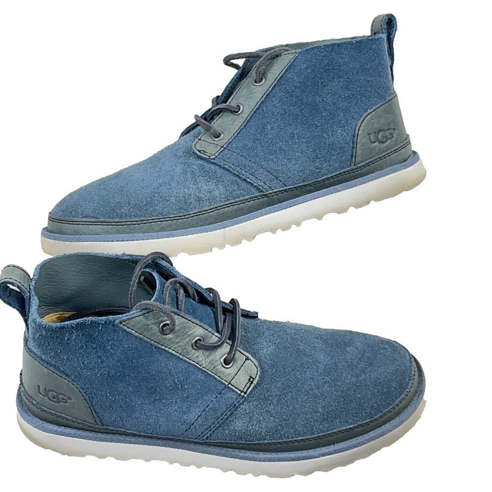 UGG Neumel Boots Salty Blue Suede Sheep Wool Ankle Boots Men Size 8 Unlined